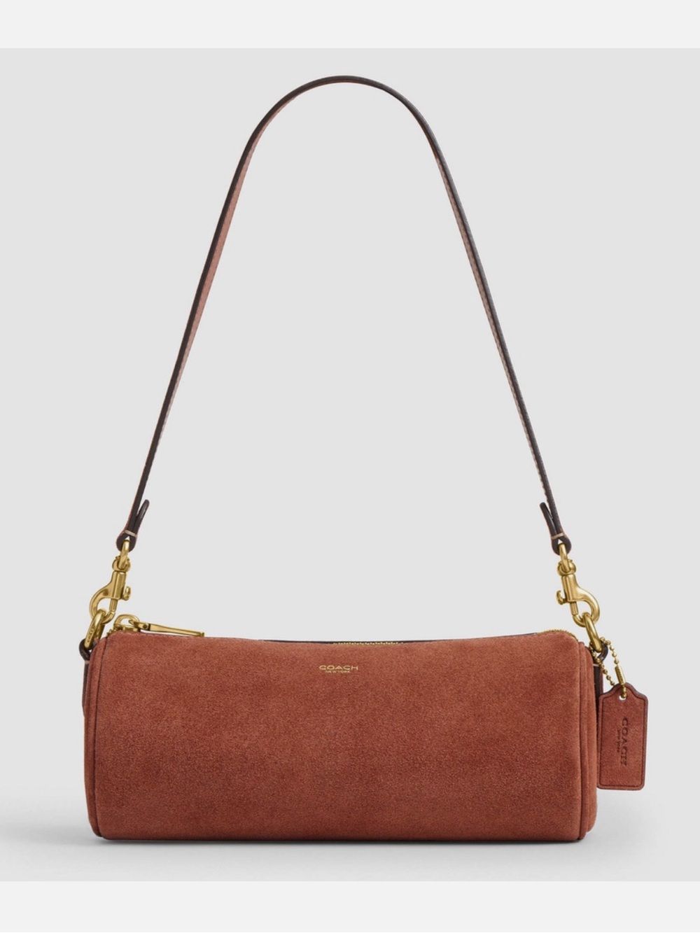 Coach Clay/Brass Suede Barrel Bag NWT